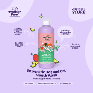WonderPaw  Enzymatic Dog and Cat Mouth Wash  Fresh Apple Mint 450ml