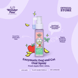 WonderPaw Enzymatic Dog and Cat Oral Spray  Fresh Apple Mint 60ml